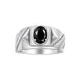 thumbnail image 1 of RYLOS Men's Rings 14K White Gold Ring Classic Designer Style 8X6MM Oval Gemstone & Diamond Ring Onyx October Birthstone Rings For Men Size 9, 1 of 6