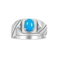 thumbnail image 1 of RYLOS Men's Rings 14K White Gold Ring Classic Designer Style 8X6MM Oval Gemstone & Diamond Ring Turquoise Birthstone Rings For Men Size 12, 1 of 7