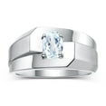 thumbnail image 1 of RYLOS Men's Rings 14K White Gold Ring Classic Solitaire 7X5MM Oval Shape Gemstone Designer Band Aquamarine March Birthstone Rings For Men Size 13, 1 of 7