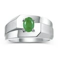 thumbnail image 1 of RYLOS Men's Rings 14K White Gold Ring Classic Solitaire 7X5MM Oval Shape Gemstone Designer Band Emerald May Birthstone Rings For Men Size 10, 1 of 7