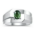 thumbnail image 1 of RYLOS Men's Rings 14K White Gold Ring Classic Solitaire 7X5MM Oval Shape Gemstone Designer Band Green Sapphire September Birthstone Rings For Men Size 13, 1 of 7