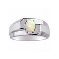 thumbnail image 1 of RYLOS Men's Rings 14K White Gold Ring Classic Solitaire 7X5MM Oval Shape Gemstone Designer Band Opal African October Birthstone Rings For Men Size 10, 1 of 7