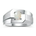 thumbnail image 1 of RYLOS Men's Rings 14K White Gold Ring Classic Solitaire 7X5MM Oval Shape Gemstone Designer Band Opal October Birthstone Rings For Men Size 12, 1 of 7