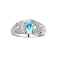 thumbnail image 1 of RYLOS Men's Rings 14K White Gold Rings Classic Designer Style 8X6MM Oval Gemstone & Diamond Ring Blue Topaz December Birthstone Rings For Men Size 8, 1 of 7