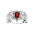 thumbnail image 1 of RYLOS Men's Rings 14K White Gold Rings Classic Designer Style 8X6MM Oval Gemstone &  Diamond Ring Garnet January Birthstone Rings For Men Size 8, 1 of 7