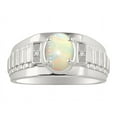 thumbnail image 1 of RYLOS Men's Rings 14K White Gold Rings Classic Designer Style 8X6MM Oval Gemstone &  Diamond Ring Opal African Birthstone Rings For Men Size 8, 1 of 7
