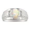 thumbnail image 1 of RYLOS Men's Rings 14K White Gold Rings Classic Designer Style 8X6MM Oval Gemstone &  Diamond Ring Opal African Birthstone Rings For Men Size 9, 1 of 7