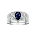 thumbnail image 1 of RYLOS Men's Rings 14K White Gold Rings Classic Designer Style 8X6MM Oval Gemstone &  Diamond Ring Sapphire September Birthstone Rings For Men Size 13, 1 of 6