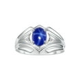 thumbnail image 1 of RYLOS Men's Rings 14K White Gold Rings Classic Designer Style 9X7MM Gemstone &  Diamond Ring Blue Star Sapphire September Birthstone Rings For Men Size 13, 1 of 8