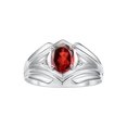 thumbnail image 1 of RYLOS Men's Rings 14K White Gold Rings Classic Designer Style 9X7MM Oval Gemstone & Diamond Ring Garnet January Birthstone Rings For Men Size 11, 1 of 8