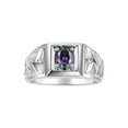 thumbnail image 1 of RYLOS Men's Rings 14K White Gold Rings Designer Weave Band 7X5MM Oval Gemstone & Diamond Ring Alexandrite June Birthstone Rings For Men,  Size 11, 1 of 5