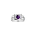 thumbnail image 1 of RYLOS Men's Rings 14K White Gold Rings Designer Weave Band 7X5MM Oval Gemstone & Diamond Ring Amethyst February Birthstone Rings For Men Size 8, 1 of 7