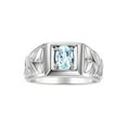 thumbnail image 1 of RYLOS Men's Rings 14K White Gold Rings Designer Weave Band 7X5MM Oval Gemstone & Diamond Ring Aquamarine March Birthstone Rings For Men,  Size 11, 1 of 6