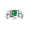 thumbnail image 1 of RYLOS Men's Rings 14K White Gold Rings Designer Weave Band 7X5MM Oval Gemstone & Diamond Ring Emerald May Birthstone Rings For Men,  Size 8, 1 of 7