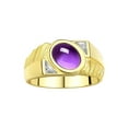 thumbnail image 1 of RYLOS Men's Rings 14K Yellow Gold Cabochone Gemstone & Diamond Designer Amethyst Rings For Men Size 11, 1 of 8