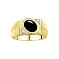 thumbnail image 1 of RYLOS Men's Rings 14K Yellow Gold Cabochone Gemstone & Diamond Designer Cabochon Onyx Rings For Men Size 10, 1 of 7