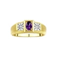 thumbnail image 1 of RYLOS Men's Rings 14K Yellow Gold Classic 6X4MM Oval Gemstone & Diamond Ring Amethyst February Birthstone Rings For Men, Gold Rings Size 11, 1 of 8