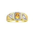 thumbnail image 1 of RYLOS Men's Rings 14K Yellow Gold Classic 7X5MM Oval Gemstone & Diamond Ring Citrine November Birthstone Rings For Men Size 12, 1 of 7