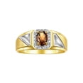 thumbnail image 1 of RYLOS Men's Rings 14K Yellow Gold Classic 7X5MM Oval Gemstone & Diamond Ring Smoky Quartz June Birthstone Rings For Men Size 10, 1 of 7