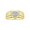 thumbnail image 1 of RYLOS Men's Rings 14K Yellow Gold Classic 7X5MM Oval Gemstone & Diamond Ring White Topaz April Birthstone Rings For Men, Gold Rings Size 8, 1 of 8