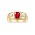 thumbnail image 1 of RYLOS Men's Rings 14K Yellow Gold Classic 8X6MM Oval Gemstone &  Diamond Designer Ring Ruby July Birthstone Rings For Man Gold Rings Size 13, 1 of 8