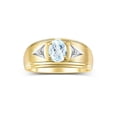 thumbnail image 1 of RYLOS Men's Rings 14K Yellow Gold Classic 8X6MM Oval Gemstone &  Diamond Ring Aquamarine March Birthstone Rings For Man Gold Rings Size 12, 1 of 7
