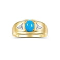 thumbnail image 1 of RYLOS Men's Rings 14K Yellow Gold Classic 8X6MM Oval Gemstone &  Diamond Ring Turquoise December Birthstone Rings For Man Gold Rings Size 13, 1 of 8