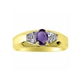 thumbnail image 1 of Rylos 14K Yellow Gold Classic 6X4MM Oval Amethyst & Diamond Ring - Birthstone Jewelry for Men -Size 9, 1 of 7
