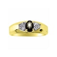 thumbnail image 1 of Rylos 14K Yellow Gold Classic 6X4MM Oval Black Star Sapphire & Diamond Ring - Birthstone Jewelry for Men -Size 13, 1 of 6