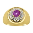 thumbnail image 1 of RYLOS Men's Rings 14K Yellow Gold Designer Gypsy 7MM Round Gemstone & Diamond Ring Star Ruby July Birthstone Rings Size 12, 1 of 6