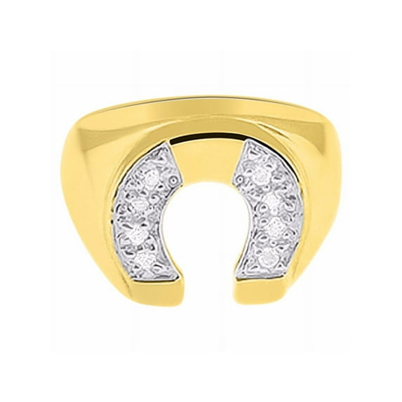 RYLOS Men's Rings 14K Yellow Gold Designer Lucky Horseshoe Ring with Diamonds – Men's Jewelry Gold Rings Size 7