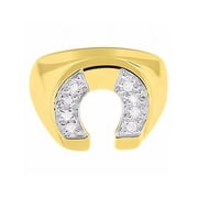 RYLOS Mens Rings 14K Yellow Gold Designer Lucky Horseshoe Ring with Diamonds   Mens Jewelry Gold Rings Size 8