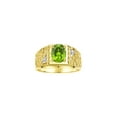 thumbnail image 1 of RYLOS Men's Rings 14K Yellow Gold Designer Nugget Ring Oval 9X7MM Gemstone & Diamonds  Peridot August Birthstone Rings For Man Size 9, 1 of 8