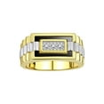 thumbnail image 1 of RYLOS Men's Rings 14K Yellow Gold Designer Ring With Diamonds and Black Onyx Rings For Men Size 9, 1 of 6