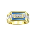 thumbnail image 1 of RYLOS Men's Rings 14K Yellow Gold Designer Ring With Diamonds and Blue Quartz Rings For Men Size 13, 1 of 5