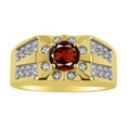 thumbnail image 1 of RYLOS Men's Rings 14K Yellow Gold Designer Starburst 7MM Round Gemstone & Diamond Ring Garnet January Birthstone Rings Size 13, 1 of 7