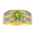 thumbnail image 1 of RYLOS Men's Rings 14K Yellow Gold Designer Starburst 7MM Round Gemstone & Diamond Ring Peridot August Birthstone Rings Size 9, 1 of 7