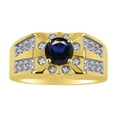 thumbnail image 1 of RYLOS Men's Rings 14K Yellow Gold Designer Starburst 7MM Round Gemstone & Diamond Ring Sapphire September Birthstone Size 11, 1 of 7