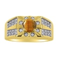 thumbnail image 1 of RYLOS Men's Rings 14K Yellow Gold Designer Starburst 7MM Round Gemstone & Diamond Ring Tiger Eye November Birthstone Size 13, 1 of 7