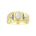 thumbnail image 1 of RYLOS Men's Rings 14K Yellow Gold Ring Classic Designer Style 8X6MM Oval Gemstone & Diamond Ring Opal October Birthstone Rings For Men Size 12, 1 of 7