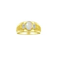 thumbnail image 1 of RYLOS Men's Rings 14K Yellow Gold Ring Classic Designer Style 8X6MM Oval Gemstone & Diamond Ring Opal October Birthstone Rings For Men Size 8, 1 of 7