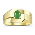 thumbnail image 1 of RYLOS Men's Rings 14K Yellow Gold Ring Classic Solitaire 7X5MM Oval Shape Gemstone Designer Band Emerald May Birthstone Rings For Men Size 13, 1 of 7