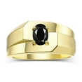 thumbnail image 1 of RYLOS Men's Rings 14K Yellow Gold Ring Classic Solitaire 7X5MM Oval Shape Gemstone Designer Band Onyx October Birthstone Rings For Men Size 11, 1 of 5