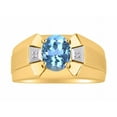 thumbnail image 1 of RYLOS Men's Rings 14K Yellow Gold Rings Classic Designer  9X7MM Oval Gemstone &  Diamond Ring Blue Topaz December Birthstone Ring Size 12, 1 of 6