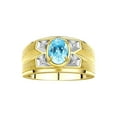 thumbnail image 1 of RYLOS Men's Rings 14K Yellow Gold Rings Classic Designer Style 8X6MM Oval Gemstone &  Diamond Ring Blue Topaz December Birthstone Rings For Men Size 10, 1 of 7