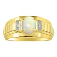 thumbnail image 1 of RYLOS Men's Rings 14K Yellow Gold Rings Classic Designer Style 8X6MM Oval Gemstone &  Diamond Ring Opal African Birthstone Rings For Men Size 12, 1 of 7