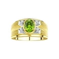 thumbnail image 1 of RYLOS Men's Rings 14K Yellow Gold Rings Classic Designer Style 8X6MM Oval Gemstone &  Diamond Ring Peridot August Birthstone Rings For Men Size 13, 1 of 7
