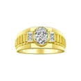 thumbnail image 1 of RYLOS Men's Rings 14K Yellow Gold Ring Classic Designer Style 8X6MM Oval Gemstone & Diamond Ring White Topaz Birthstone Rings For Men Size 11, 1 of 7