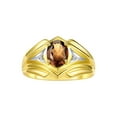 thumbnail image 1 of RYLOS Men's Rings 14K Yellow Gold Rings Classic Designer Style 9X7MM Oval Gemstone &  Diamond Ring Smoky Quartz June Birthstone Rings For Men Size 9, 1 of 7
