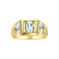 thumbnail image 1 of RYLOS Men's Rings 14K Yellow Gold Rings Designer Weave Band 7X5MM Oval Gemstone & Diamond Ring Aquamarine March Birthstone Rings For Men, Size 9, 1 of 7
